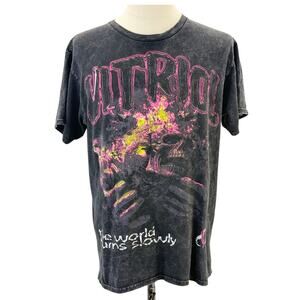 Vitriol Heavy Metal Band Graphic T Shirt Black Distressed Adult Large